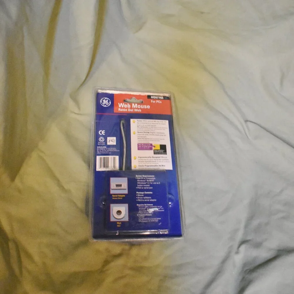 GE Web Mouse Clear Ergonomic 800 DPI Track Ball Mouse H097765 New Sealed